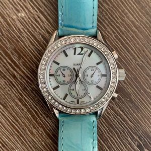 Turquoise colored Quartz watch